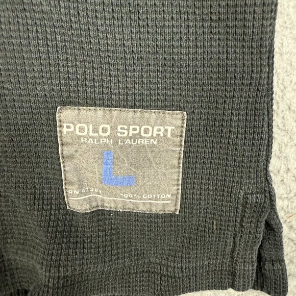 Polo Sport Ralph Lauren Hoodie Men's Large Hooded Sweatshirt Spellout Black Gray - Picture 7 of 10